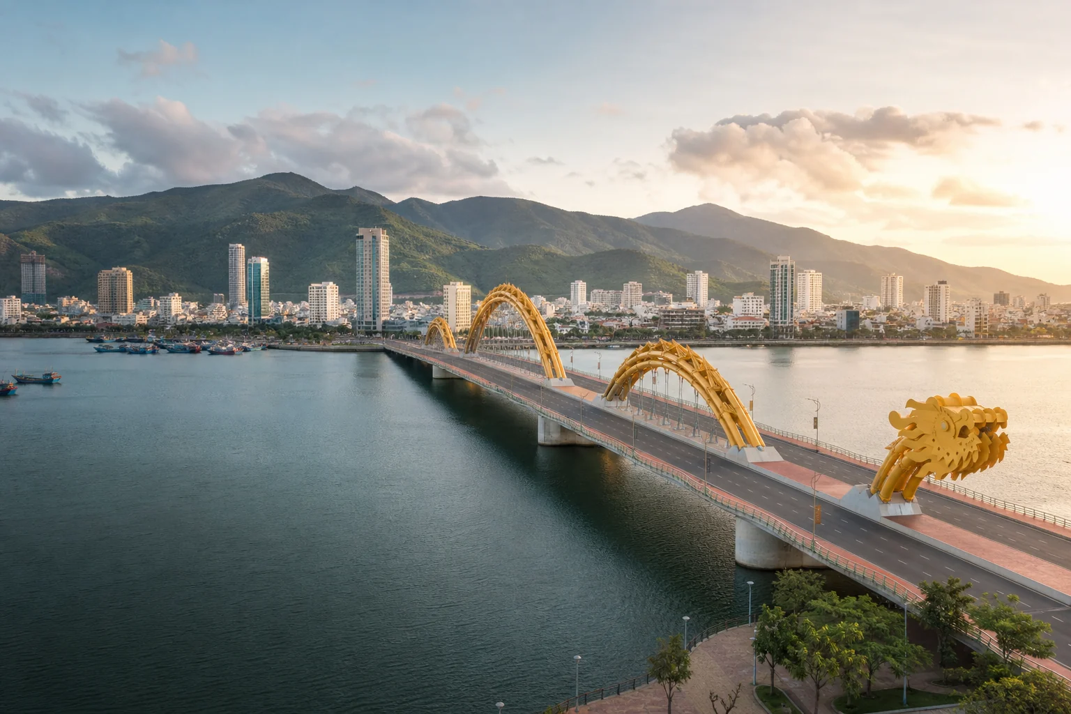 Dragon Bridge crossing the Han River in Da Nang